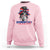 Dominican Girl Sweatshirt Messy Bun Caribbean Dominican Republic DR Flag - Wonder Print Shop