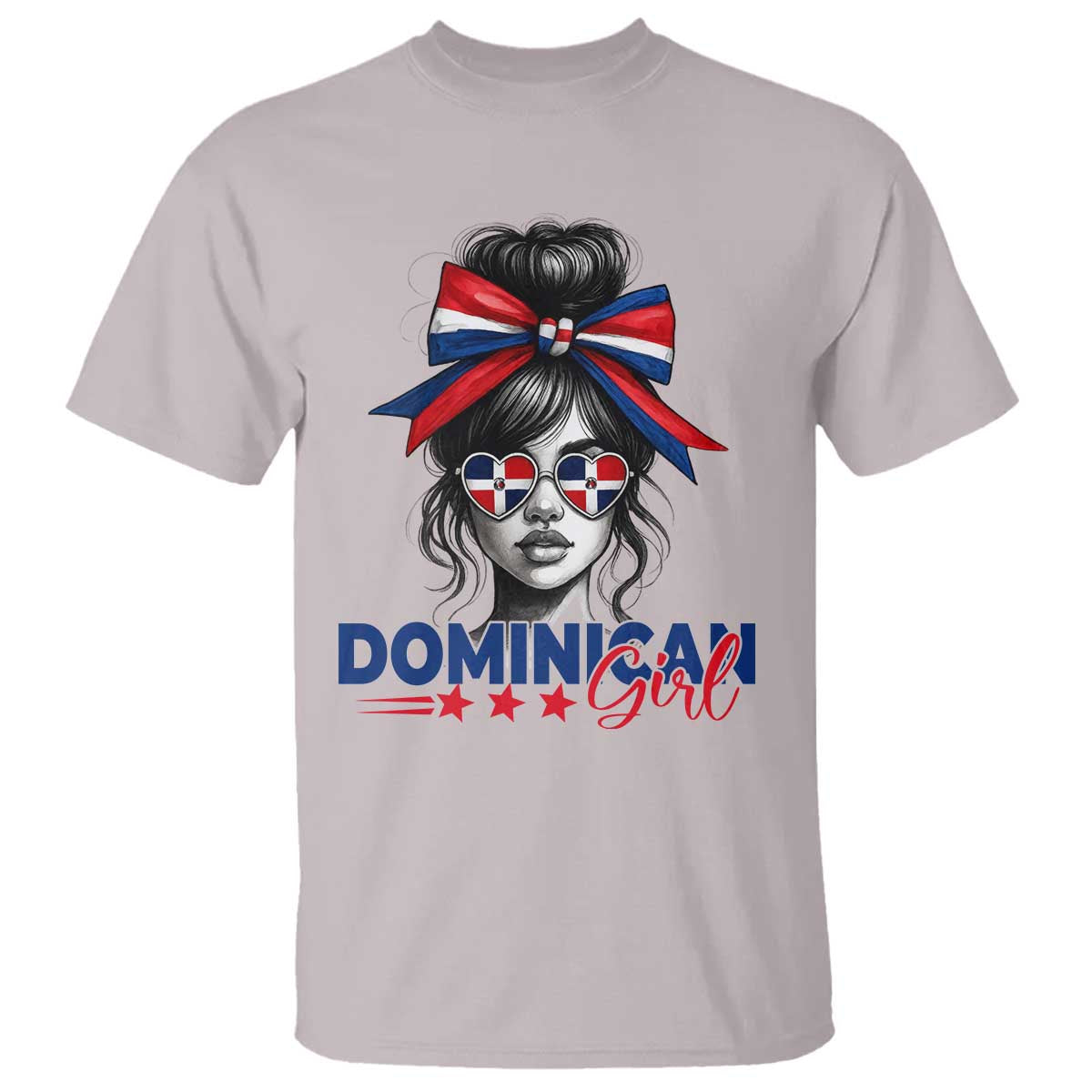 Dominican Girl T Shirt Messy Bun Caribbean Dominican Republic DR Flag - Wonder Print Shop