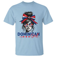 Dominican Girl T Shirt Messy Bun Caribbean Dominican Republic DR Flag - Wonder Print Shop