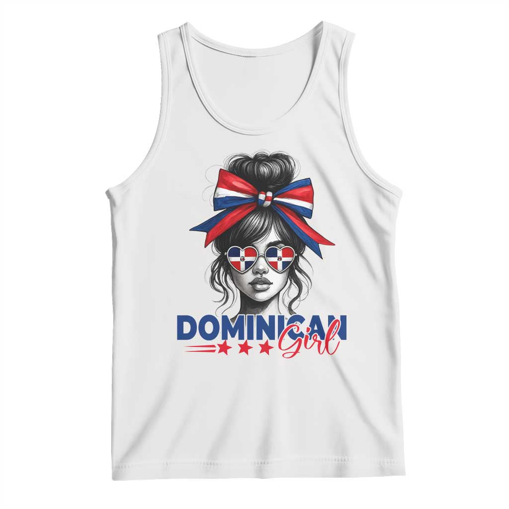 Dominican Girl Tank Top Messy Bun Caribbean Dominican Republic DR Flag - Wonder Print Shop
