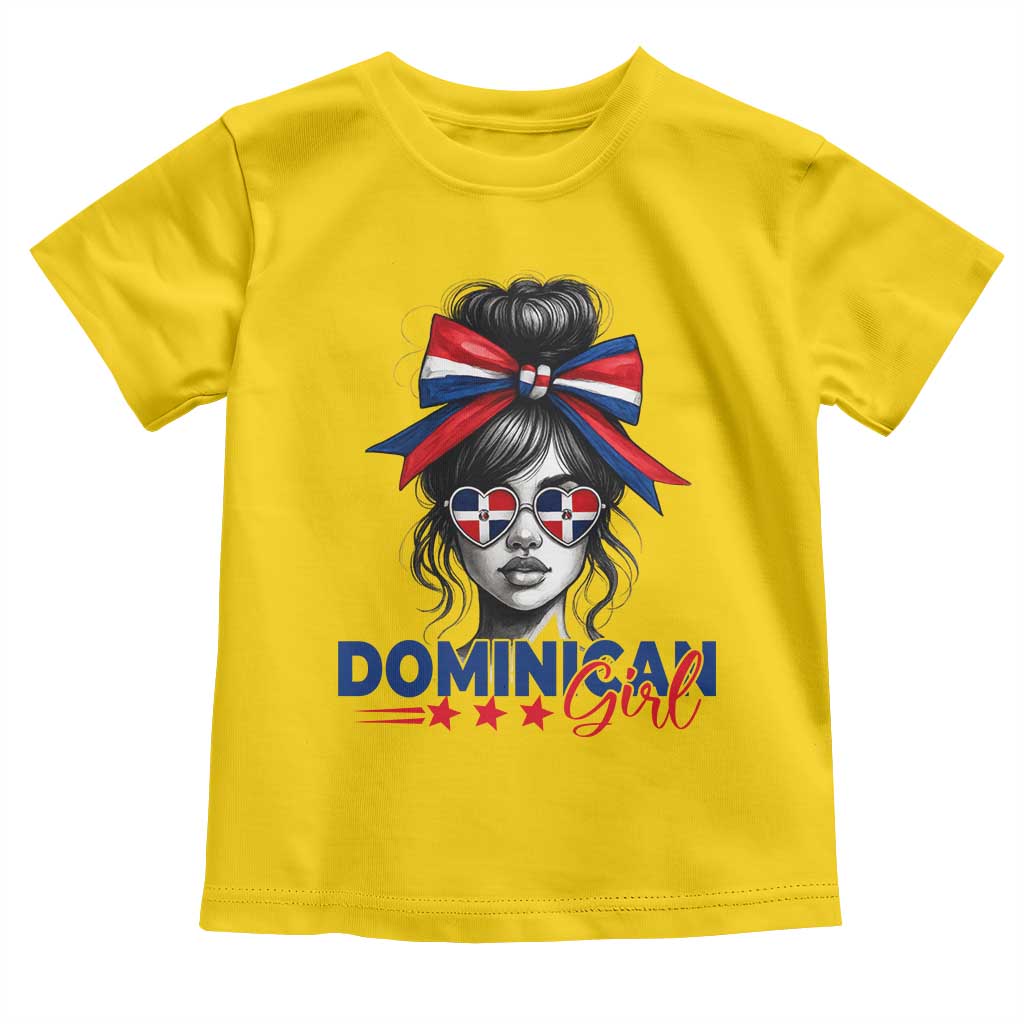 Dominican Girl Toddler T Shirt Messy Bun Caribbean Dominican Republic DR Flag - Wonder Print Shop
