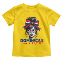Dominican Girl Toddler T Shirt Messy Bun Caribbean Dominican Republic DR Flag - Wonder Print Shop