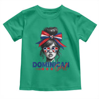 Dominican Girl Toddler T Shirt Messy Bun Caribbean Dominican Republic DR Flag - Wonder Print Shop