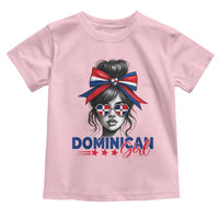 Dominican Girl Toddler T Shirt Messy Bun Caribbean Dominican Republic DR Flag - Wonder Print Shop