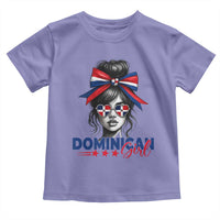 Dominican Girl Toddler T Shirt Messy Bun Caribbean Dominican Republic DR Flag - Wonder Print Shop