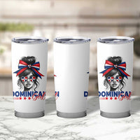 Dominican Girl Tumbler Cup Messy Bun Caribbean Dominican Republic DR Flag - Wonder Print Shop