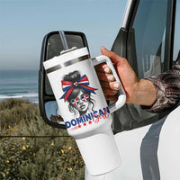 Dominican Girl Tumbler With Handle Messy Bun Caribbean Dominican Republic DR Flag - Wonder Print Shop