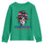 Dominican Girl Youth Sweatshirt Messy Bun Caribbean Dominican Republic DR Flag - Wonder Print Shop