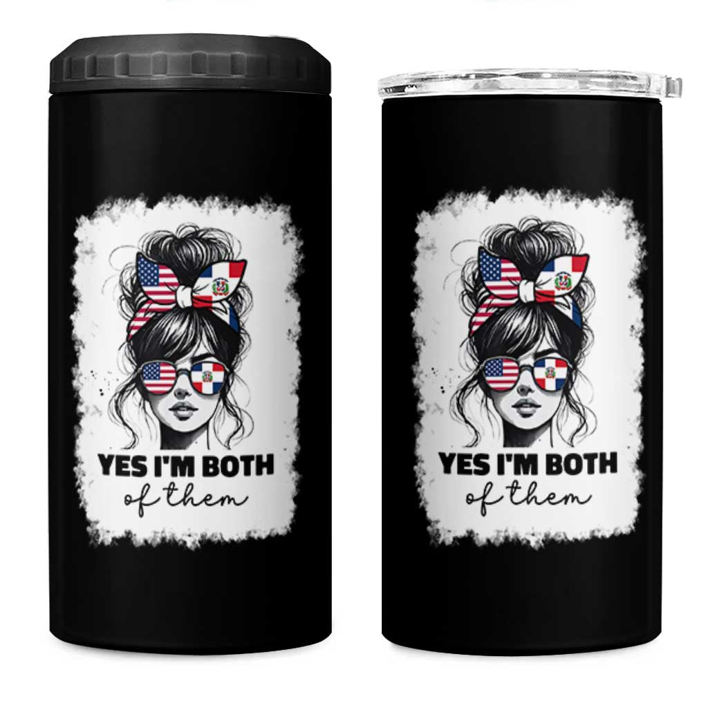 Dominican American Woman 4 in 1 Can Cooler Tumbler Yes Im Both Of Them