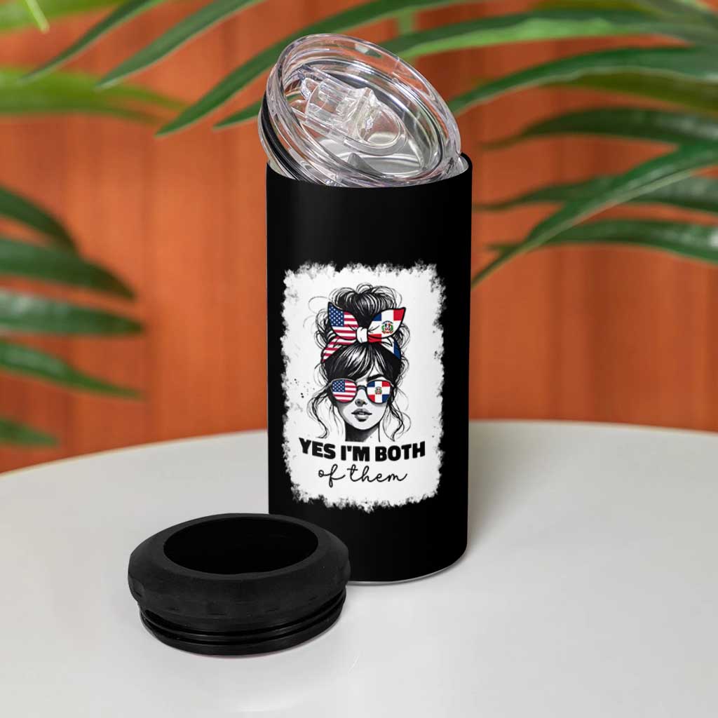 Dominican American Woman 4 in 1 Can Cooler Tumbler Yes Im Both Of Them