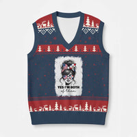Dominican American Woman V-Neck Knit Sweater Vest Yes Im Both Of Them