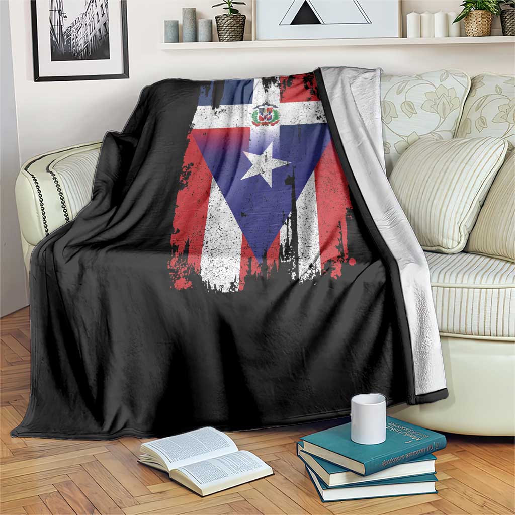 Dominican Puerto Rican Flag Throw Blanket Mixed Heritage Pride