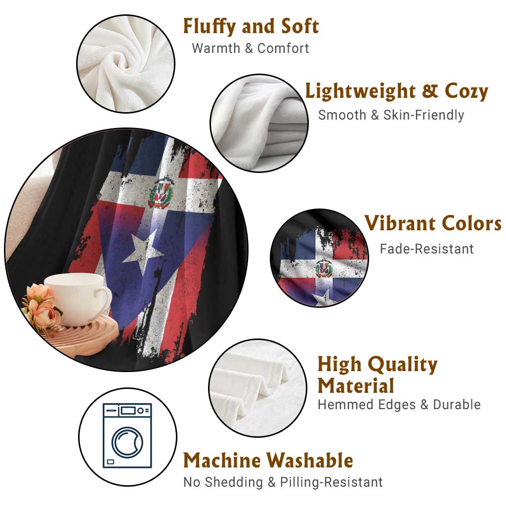 Dominican Puerto Rican Flag Throw Blanket Mixed Heritage Pride