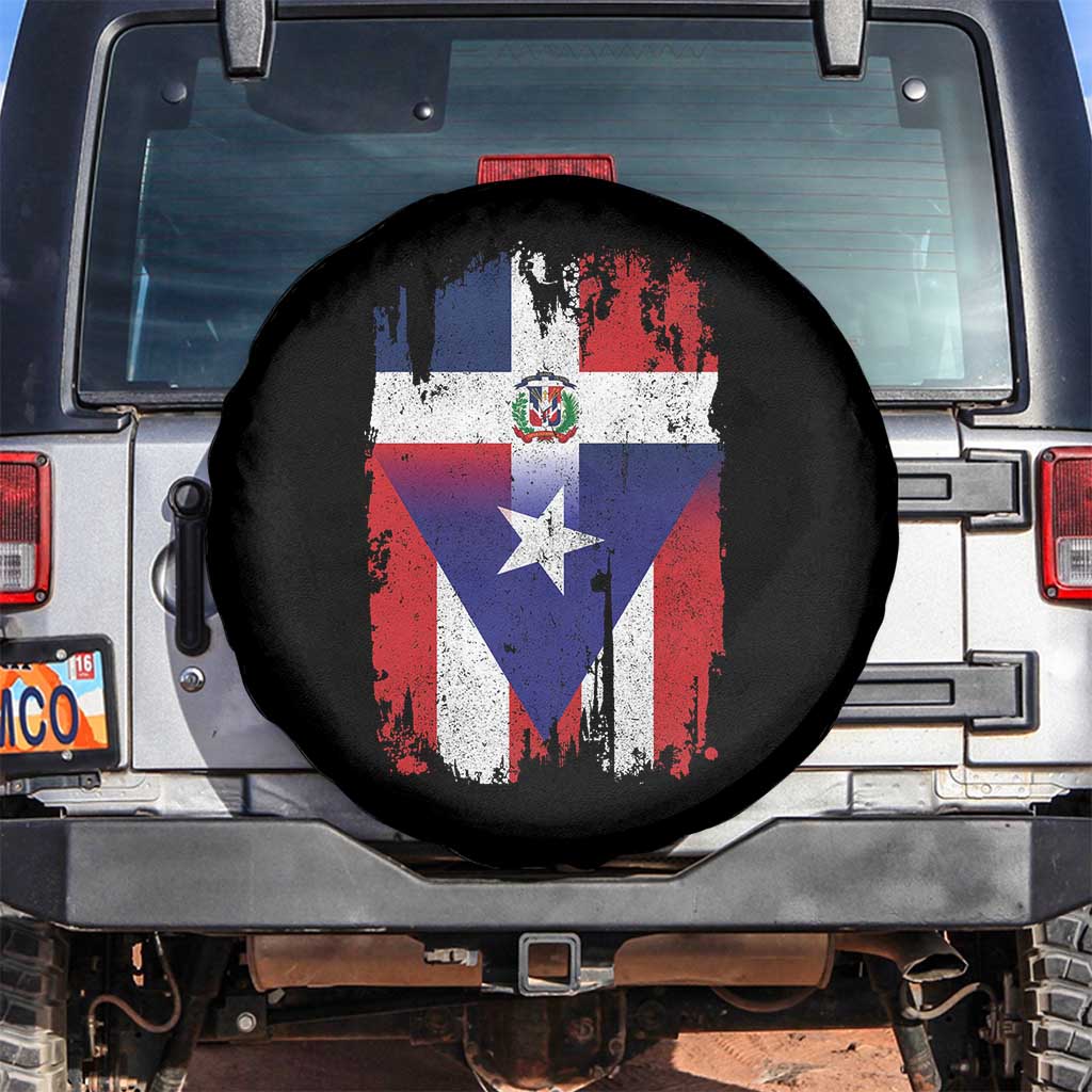 Dominican Puerto Rican Flag Spare Tire Cover Mixed Heritage Pride