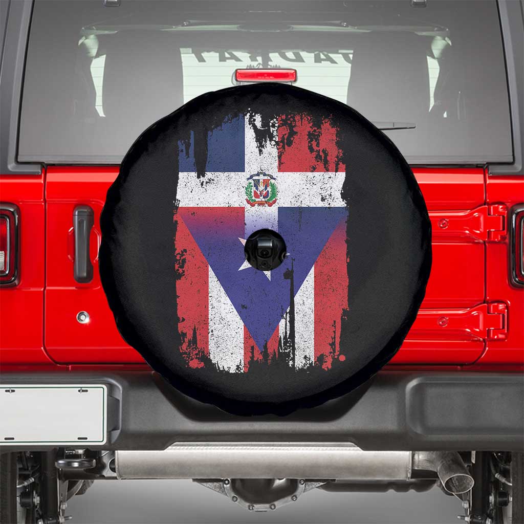 Dominican Puerto Rican Flag Spare Tire Cover Mixed Heritage Pride