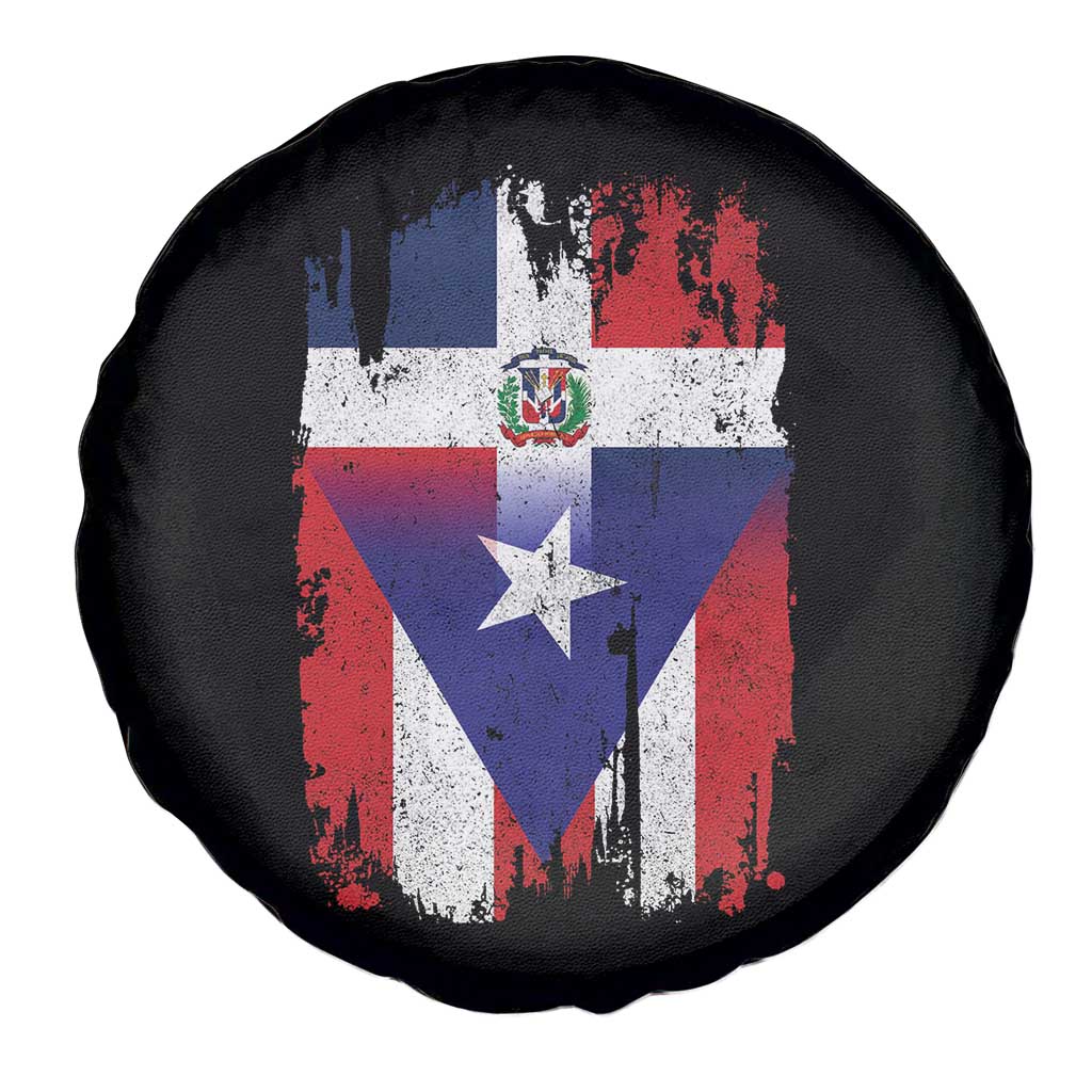 Dominican Puerto Rican Flag Spare Tire Cover Mixed Heritage Pride