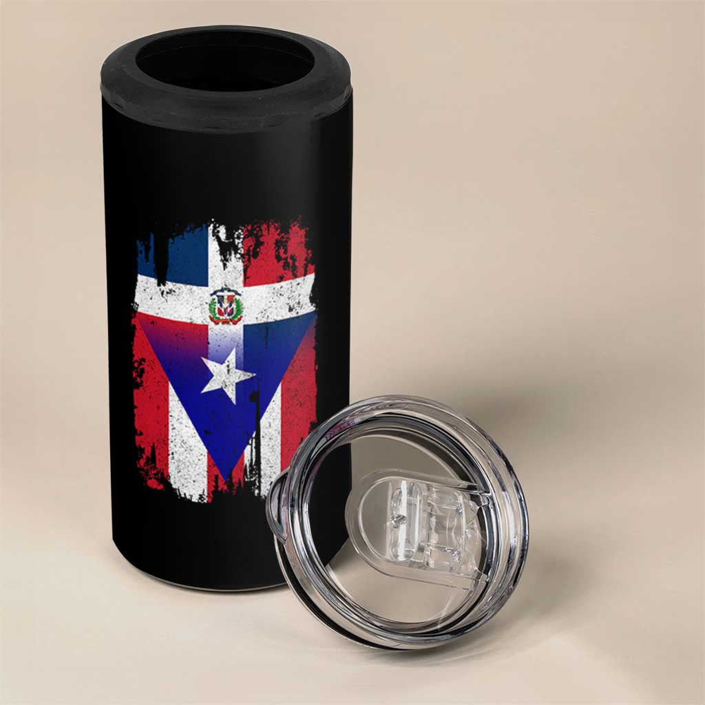 Dominican Puerto Rican Flag 4 in 1 Can Cooler Tumbler Mixed Heritage Pride