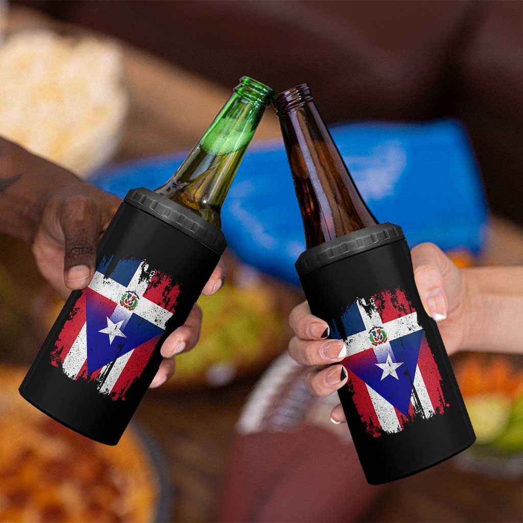 Dominican Puerto Rican Flag 4 in 1 Can Cooler Tumbler Mixed Heritage Pride