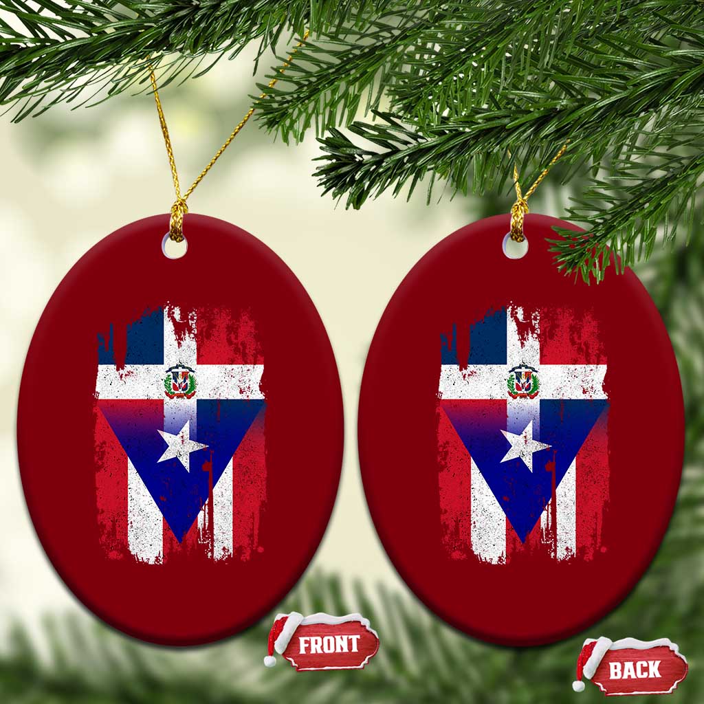 Dominican Puerto Rican Flag Ceramic Ornament Mixed Heritage Pride