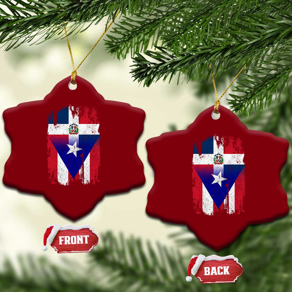 Dominican Puerto Rican Flag Ceramic Ornament Mixed Heritage Pride