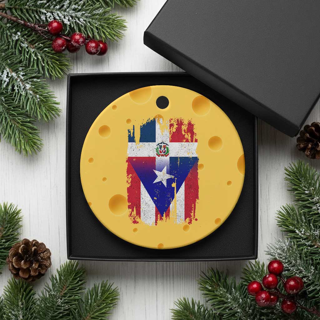 Dominican Puerto Rican Flag Ceramic Ornament Mixed Heritage Pride