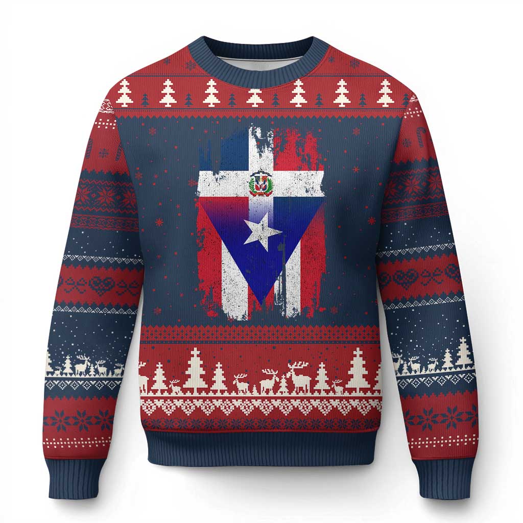 Dominican Puerto Rican Flag Ugly Christmas Sweater Mixed Heritage Pride