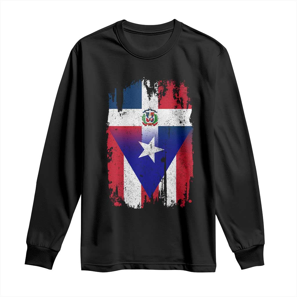 Dominican Puerto Rican Flag Long Sleeve Shirt Mixed Heritage Pride