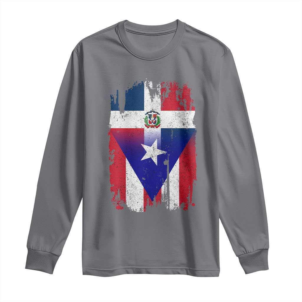 Dominican Puerto Rican Flag Long Sleeve Shirt Mixed Heritage Pride