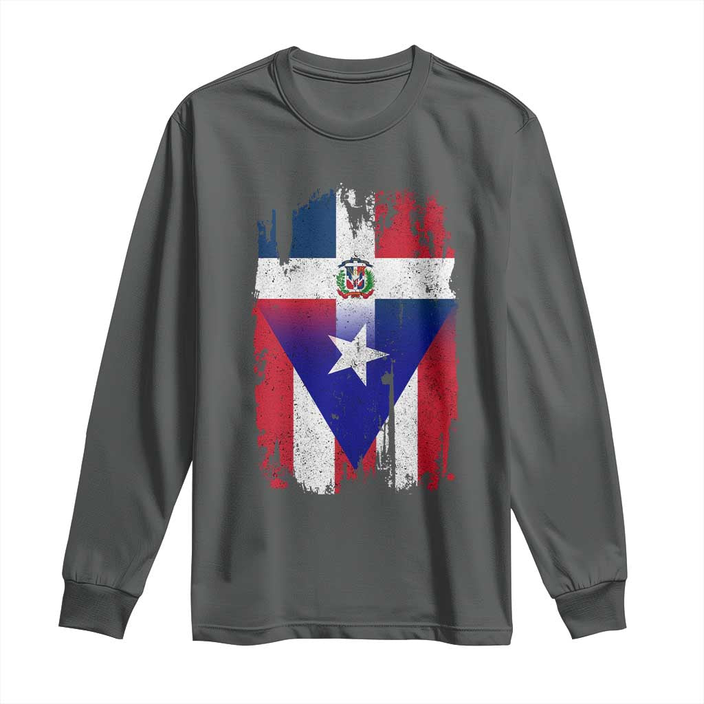 Dominican Puerto Rican Flag Long Sleeve Shirt Mixed Heritage Pride