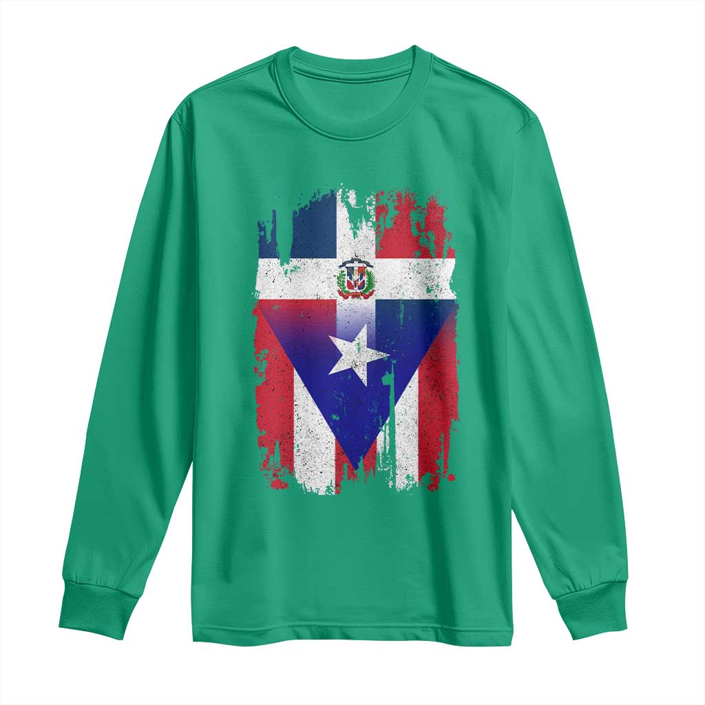 Dominican Puerto Rican Flag Long Sleeve Shirt Mixed Heritage Pride