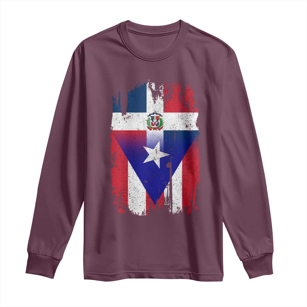 Dominican Puerto Rican Flag Long Sleeve Shirt Mixed Heritage Pride