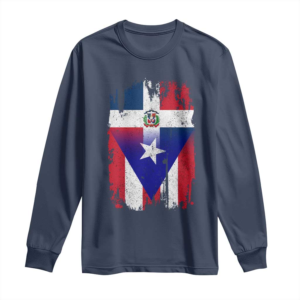 Dominican Puerto Rican Flag Long Sleeve Shirt Mixed Heritage Pride