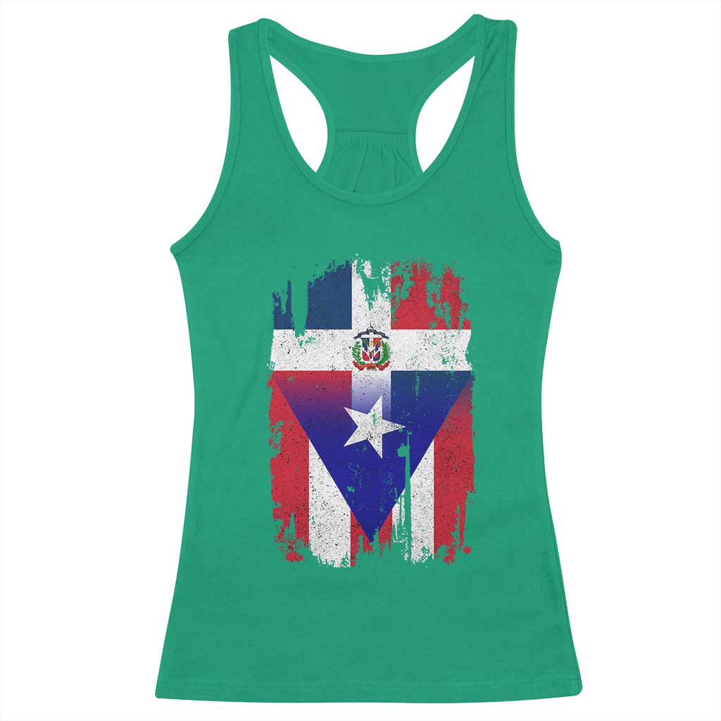 Dominican Puerto Rican Flag Racerback Tank Top Mixed Heritage Pride
