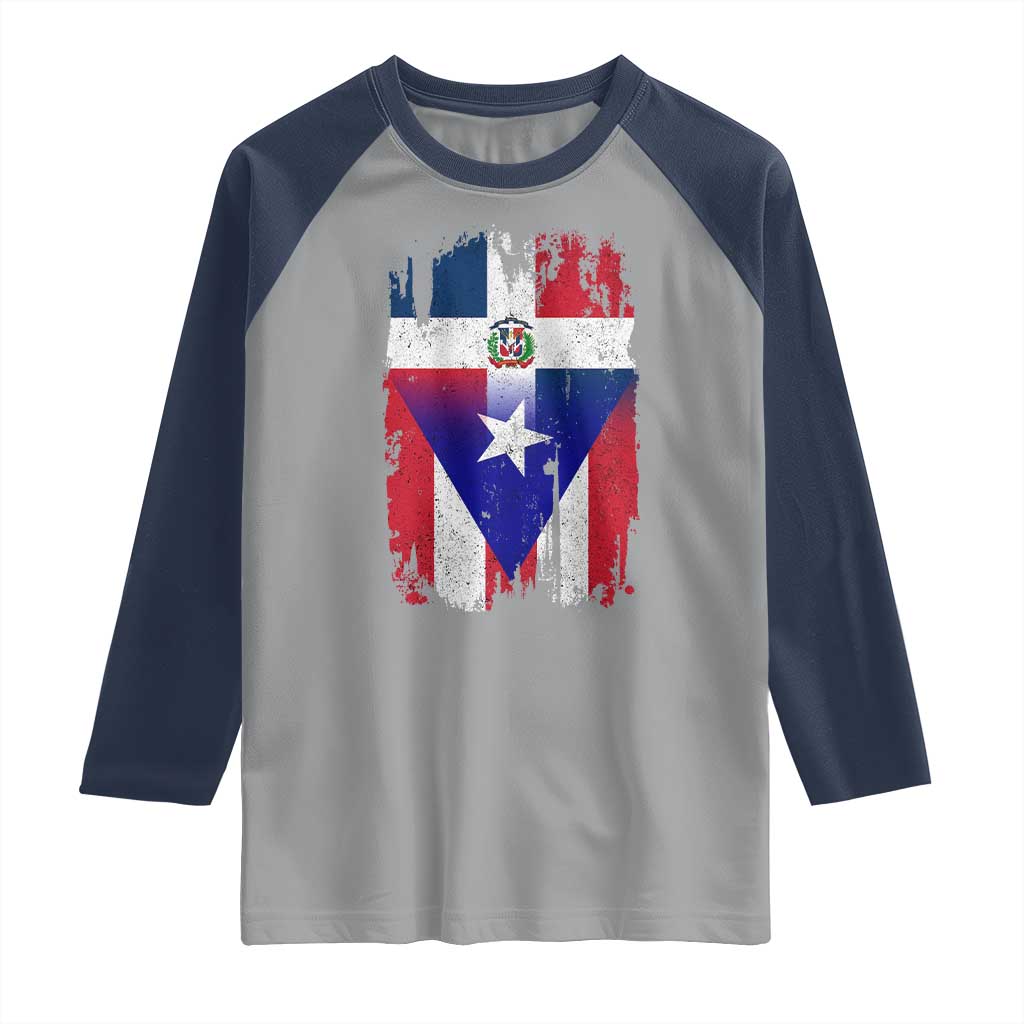 Dominican Puerto Rican Flag Raglan Shirt Mixed Heritage Pride
