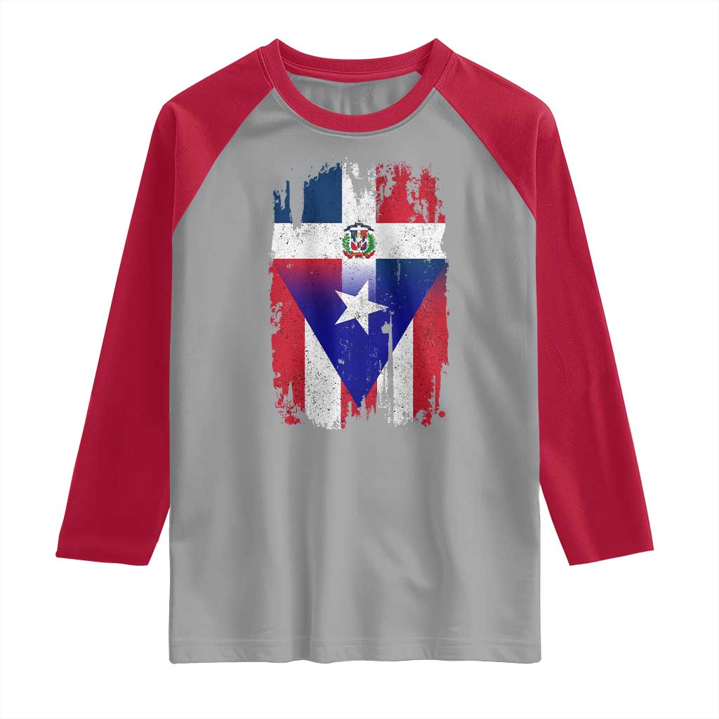 Dominican Puerto Rican Flag Raglan Shirt Mixed Heritage Pride