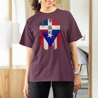 Dominican Puerto Rican Flag T Shirt For Women Mixed Heritage Pride