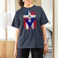 Dominican Puerto Rican Flag T Shirt For Women Mixed Heritage Pride