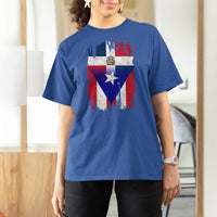 Dominican Puerto Rican Flag T Shirt For Women Mixed Heritage Pride