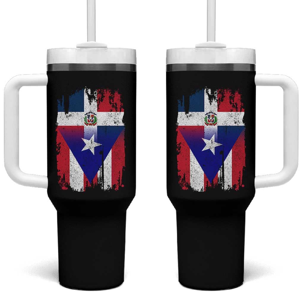 Dominican Puerto Rican Flag Tumbler With Handle Mixed Heritage Pride