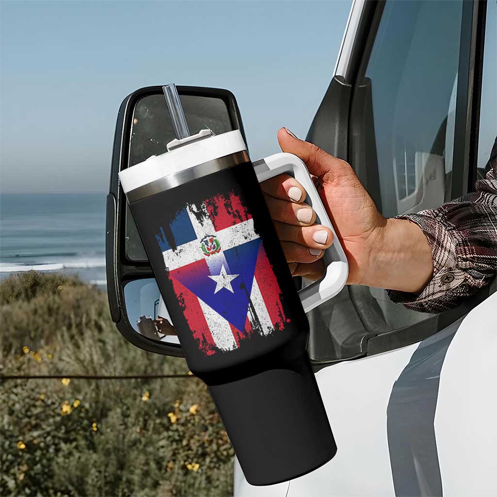 Dominican Puerto Rican Flag Tumbler With Handle Mixed Heritage Pride