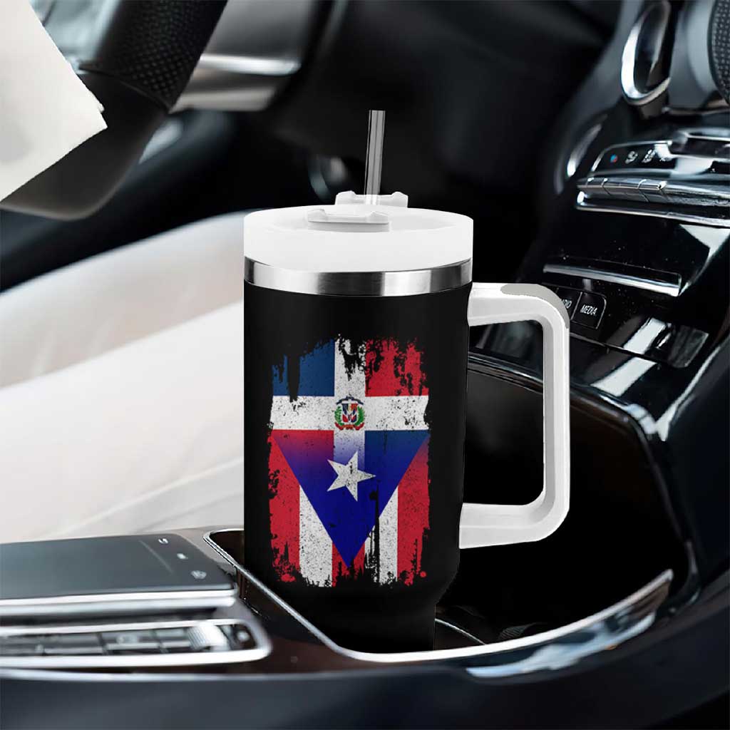 Dominican Puerto Rican Flag Tumbler With Handle Mixed Heritage Pride