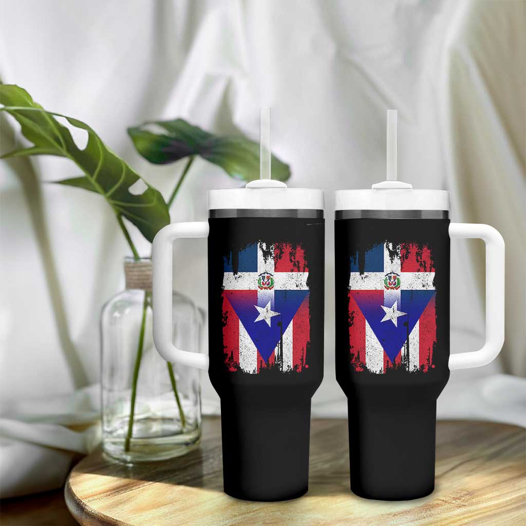 Dominican Puerto Rican Flag Tumbler With Handle Mixed Heritage Pride