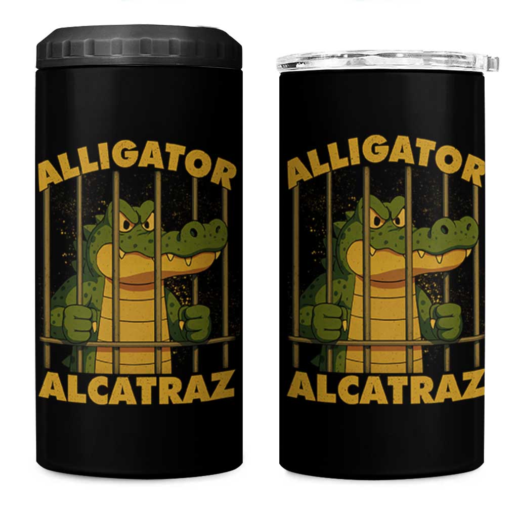 Alligator Alcatraz Florida Everglades 4 in 1 Can Cooler Tumbler Funny Political Satire Meme - Wonder Print Shop