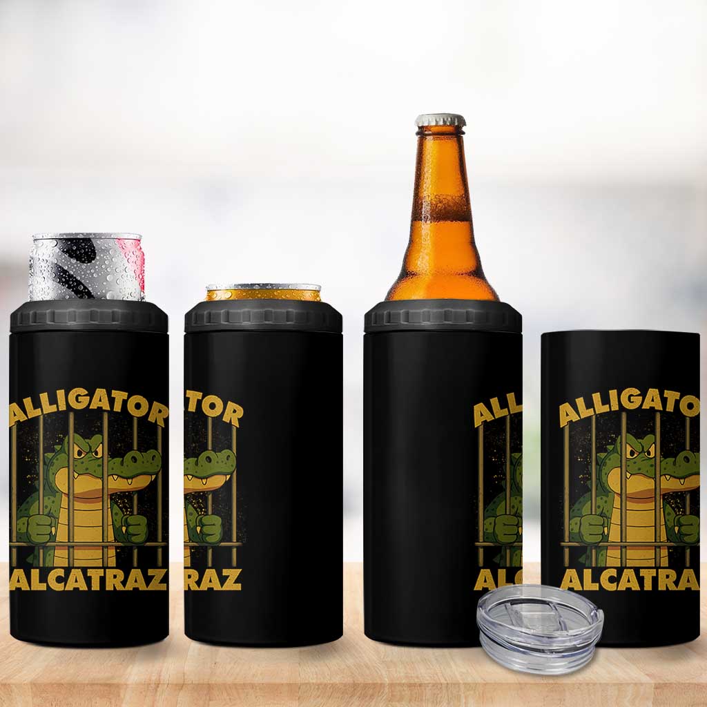 Alligator Alcatraz Florida Everglades 4 in 1 Can Cooler Tumbler Funny Political Satire Meme - Wonder Print Shop