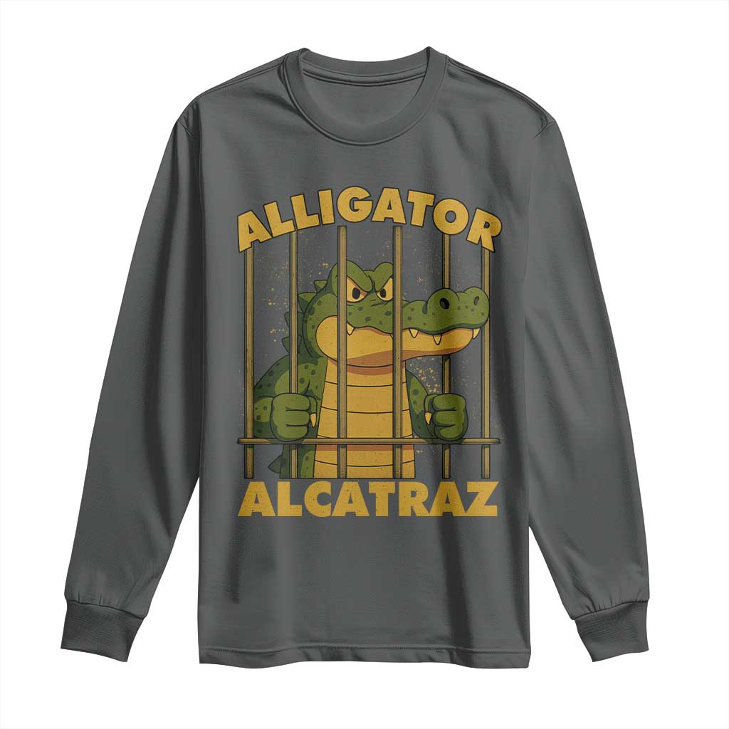 Alligator Alcatraz Florida Everglades Long Sleeve Shirt Funny Political Satire Meme - Wonder Print Shop