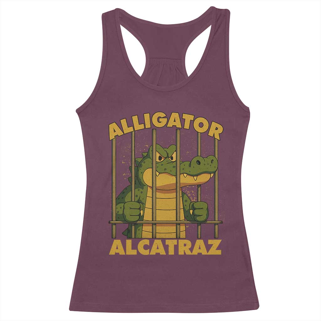 Alligator Alcatraz Florida Everglades Racerback Tank Top Funny Political Satire Meme - Wonder Print Shop
