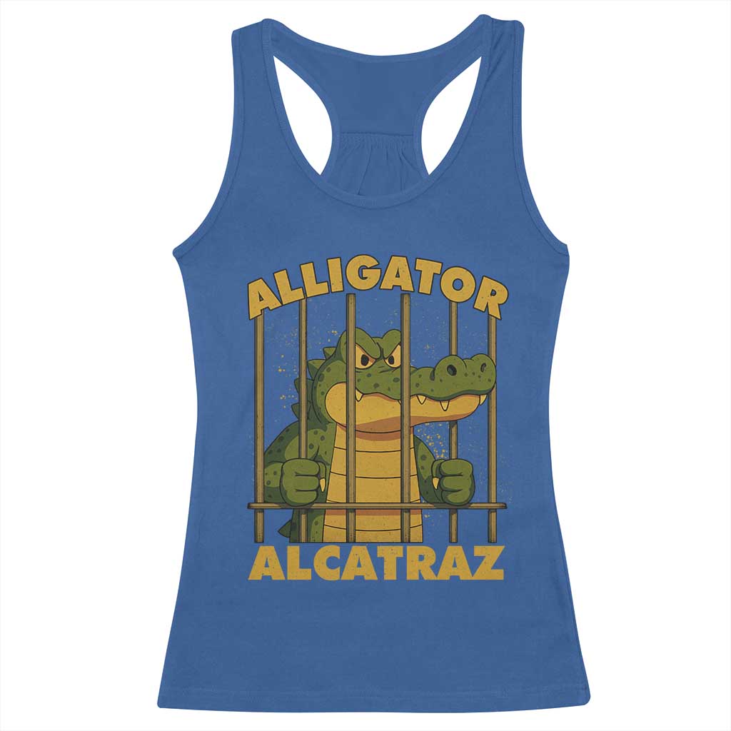 Alligator Alcatraz Florida Everglades Racerback Tank Top Funny Political Satire Meme - Wonder Print Shop