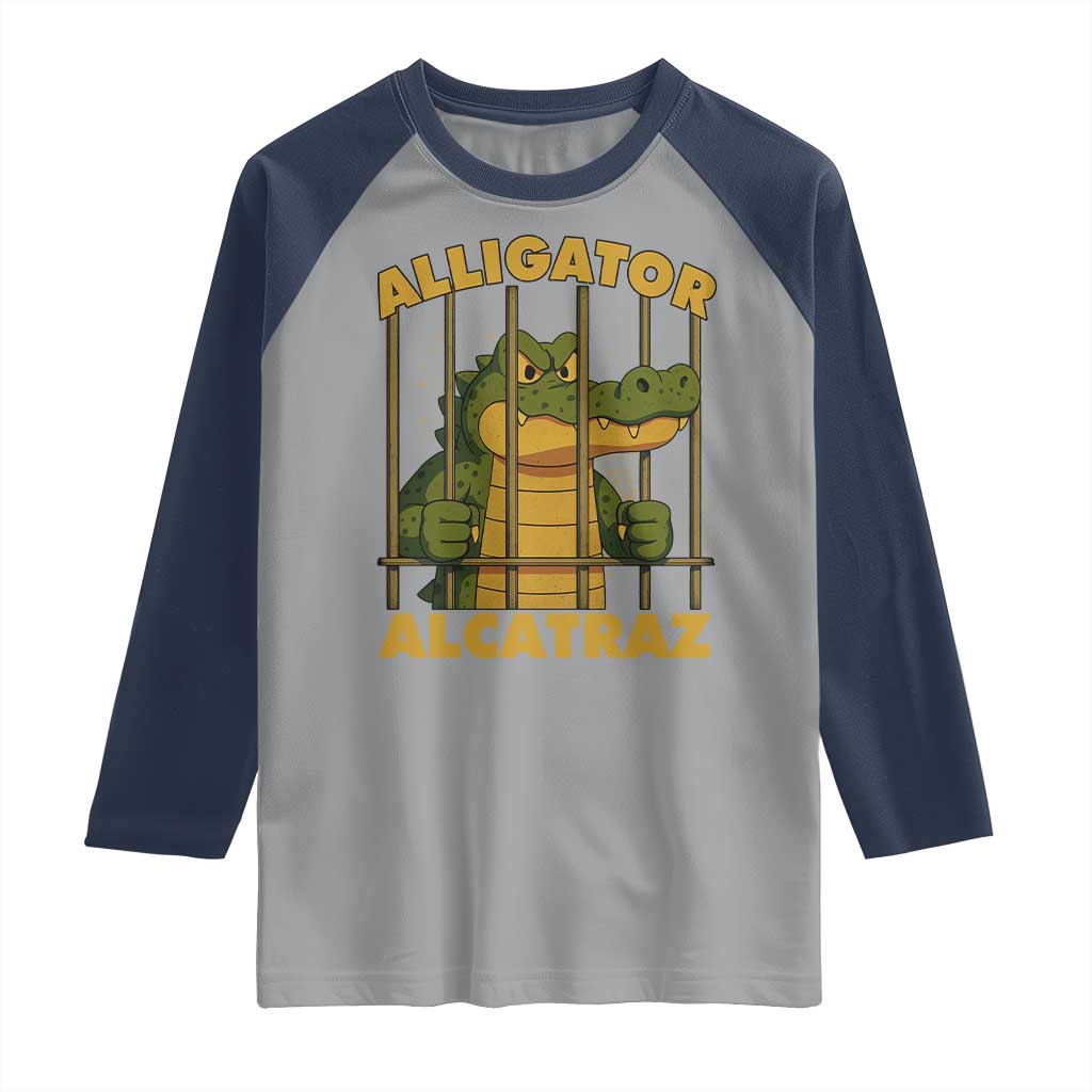 Alligator Alcatraz Florida Everglades Raglan Shirt Funny Political Satire Meme - Wonder Print Shop