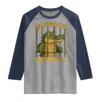 Alligator Alcatraz Florida Everglades Raglan Shirt Funny Political Satire Meme - Wonder Print Shop