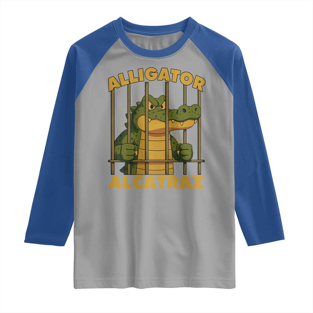 Alligator Alcatraz Florida Everglades Raglan Shirt Funny Political Satire Meme - Wonder Print Shop